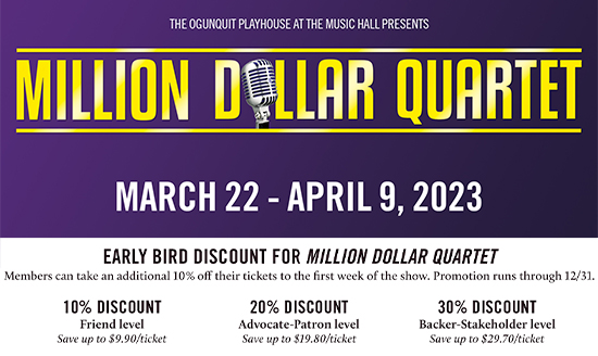 Early Bird Discount for Million Dollar Quartet ends 12/31!